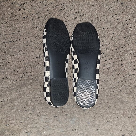 VIVAIA-Margot 2.0-Square Toe-Black Ivory Checkerboard Flats-Knit-Sz 43-Near Mint - Picture 8 of 8